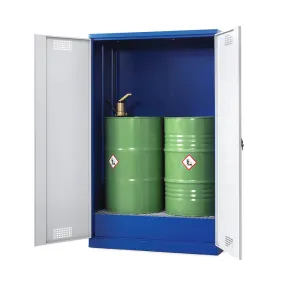 Armoire pour produits chimiques Drum Store CS 150, pour 2 fûts et bidons, bac et caillebotis inclus