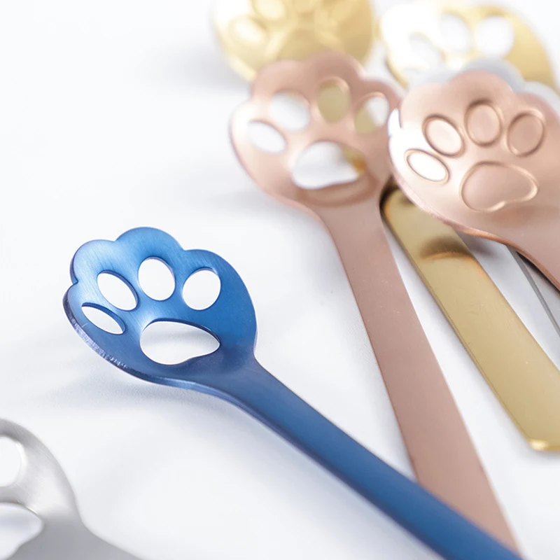 Cuillère à café forme patte de chat en acier inoxydable 