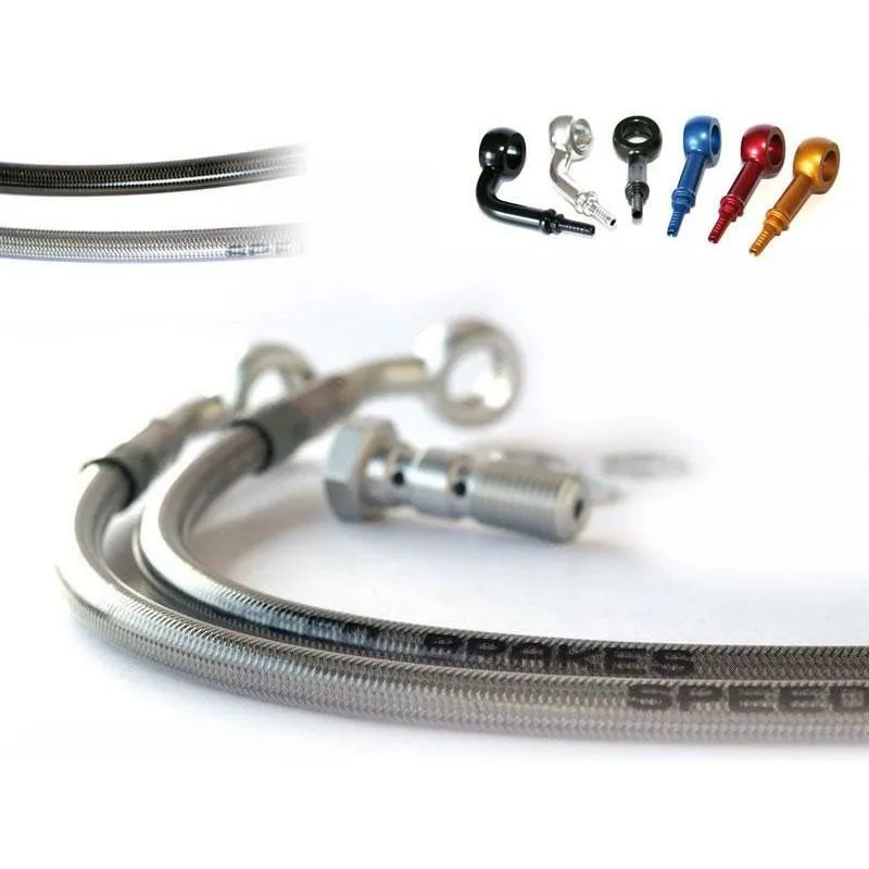 Durite de frein avant d'aviation SPEEDBRAKES carbone/raccord bleu Suzuki GSX-R 1000