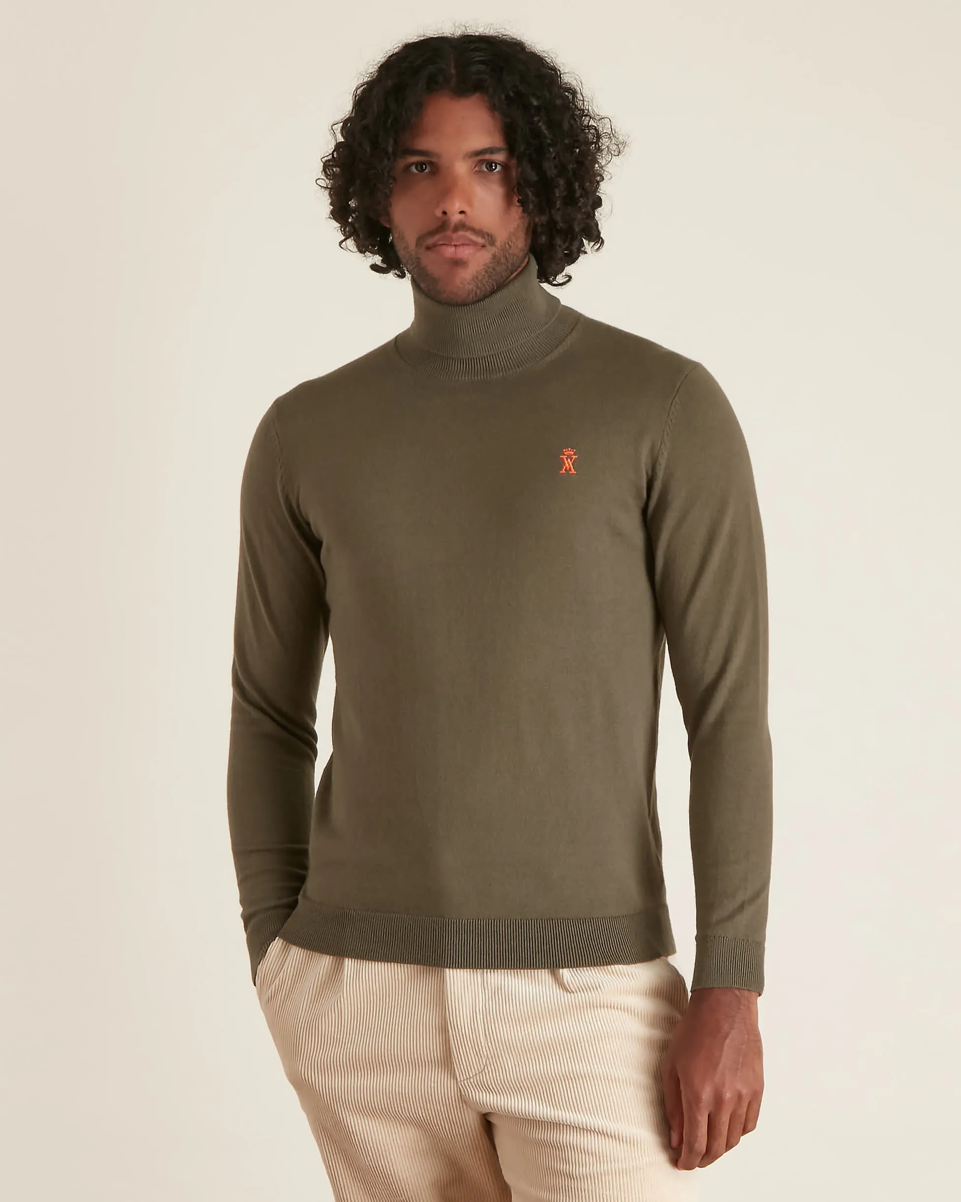 Pull Kilbio Col Roulé pour Homme Khaki