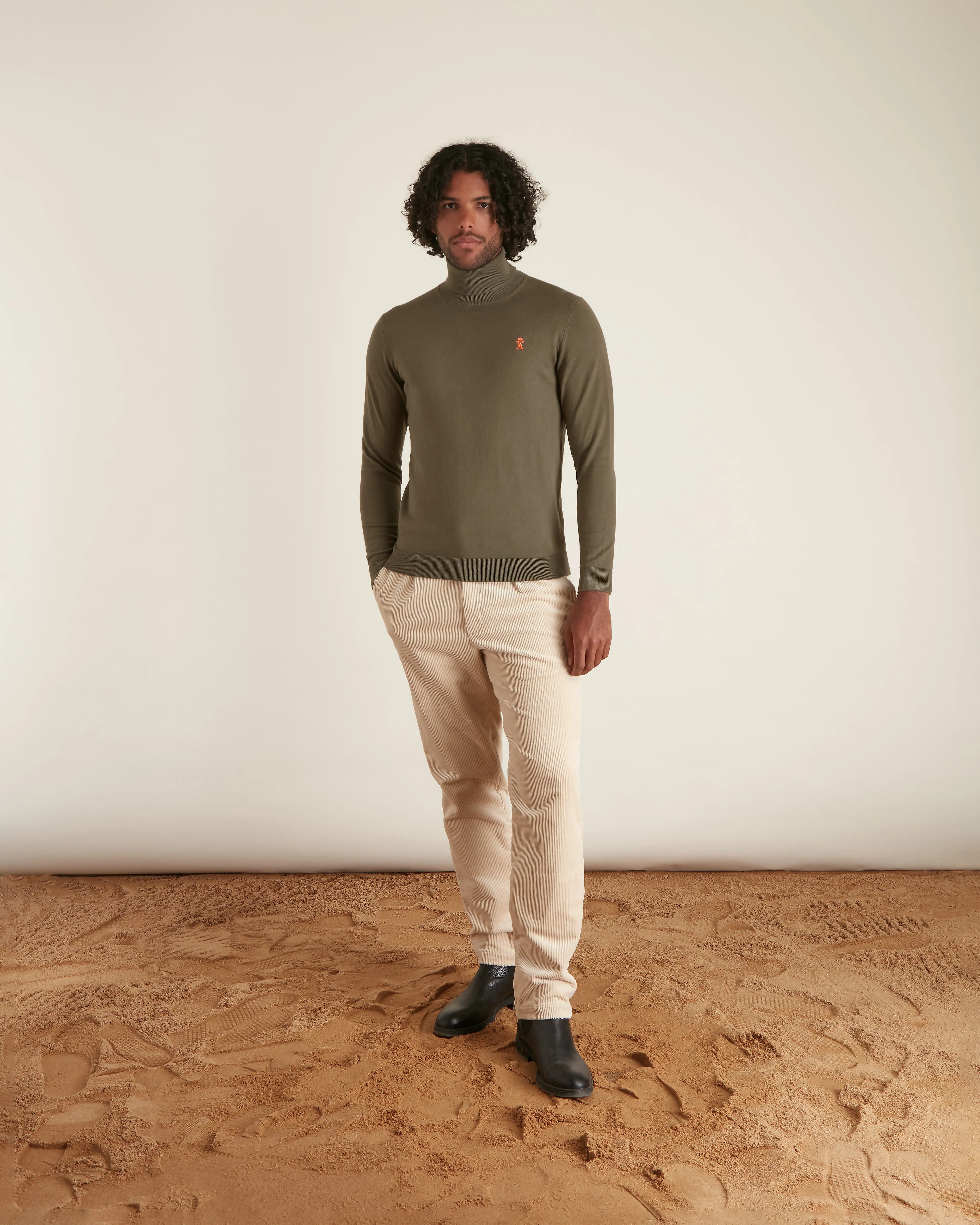Pull Kilbio Col Roulé pour Homme Khaki
